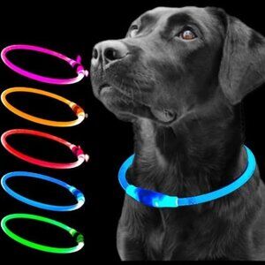 LED Light Collar, USB Rechargeable Glowing Pet Collar for Night Safety P…